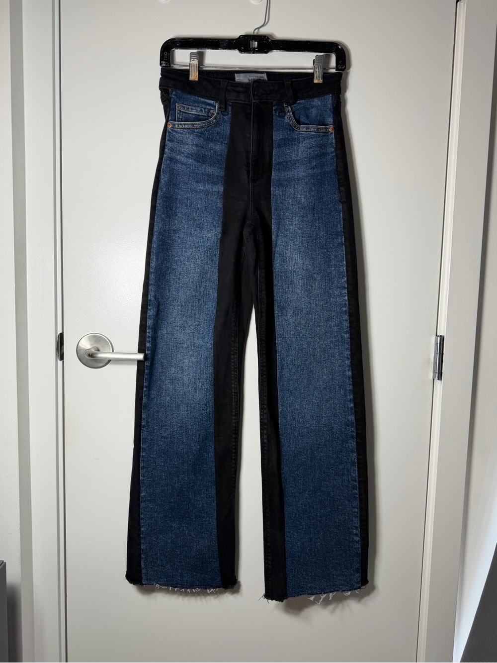 Reworked Dynamite Two-Tone Blue and Black Straight Jeans
